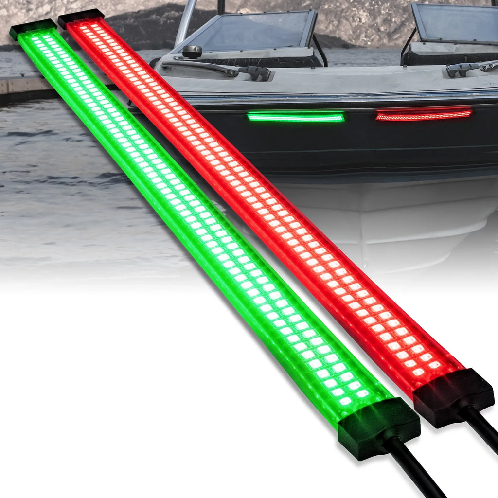 Boat 2-Row 132 LED Strip Marine Kit Navigation Light Red Pontoon for Kayak Green