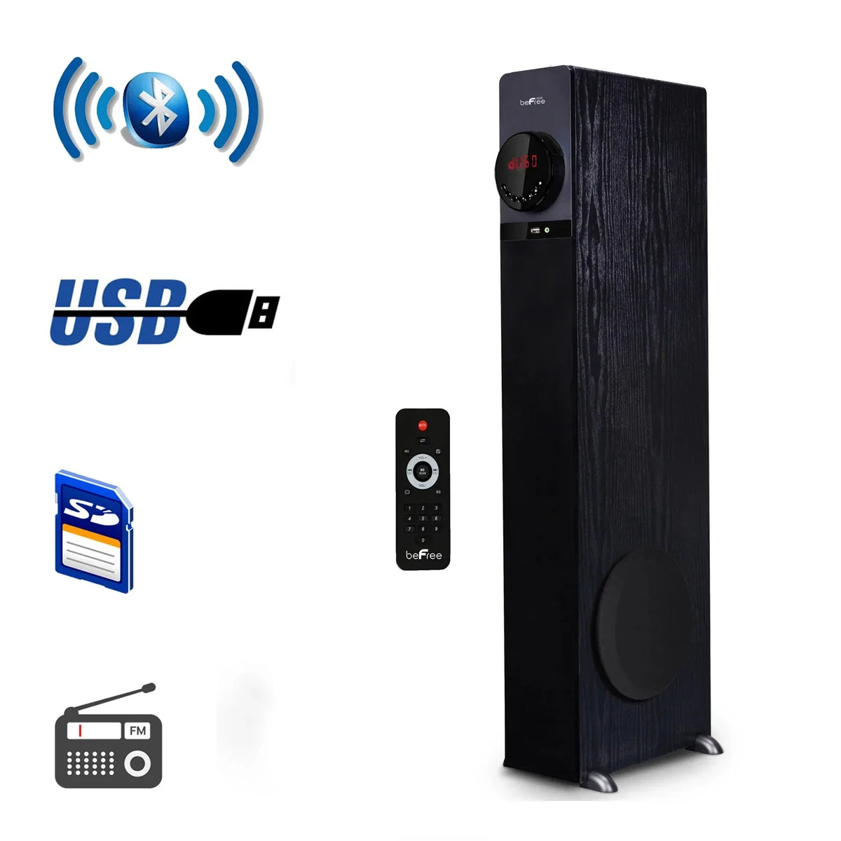 beFree Powered Sound Speaker Bluetooth Tower