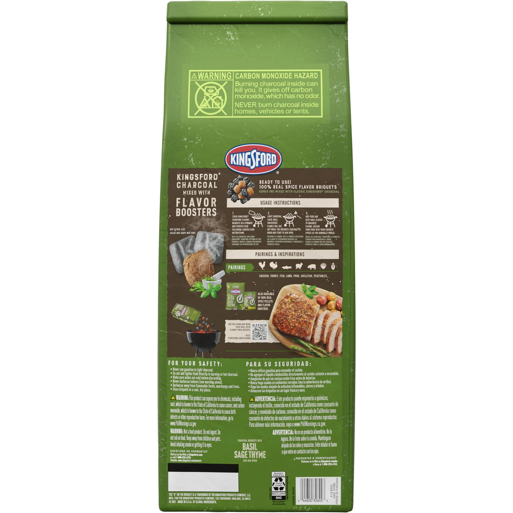 Sage, Flavors Charcoal Kingsford and Oak Thyme, Briquettes Basil, Signature 8 lb with