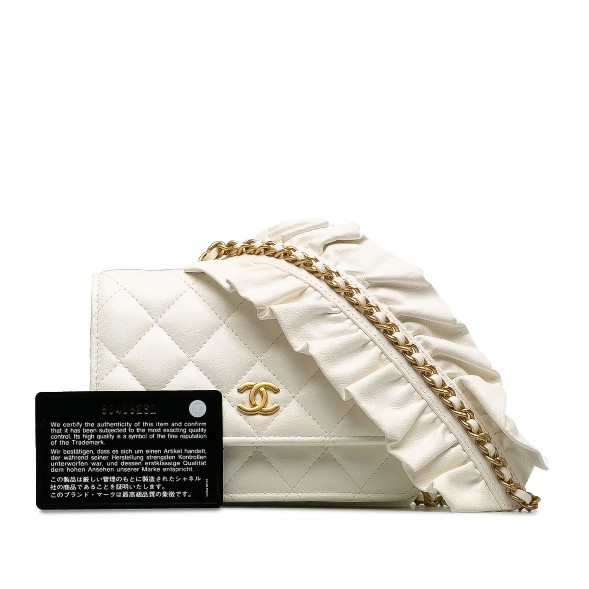 Leather (Good) Chain On Unisex Crossbody Pre-Owned Romance Authenticated Bag White Lambskin Wallet