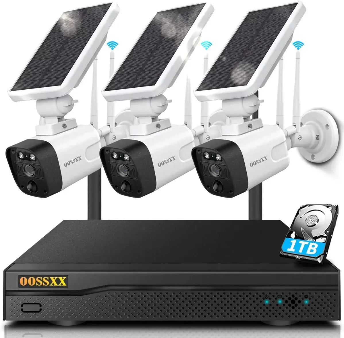 Home pre-installed OOSSXX {100% Drive Camera System}, Wire-free Wireless Hard 3.0MP Security 2K with by 2TB Surveillance Solar system, 8-channel 6pcs cameras NVR, solar
