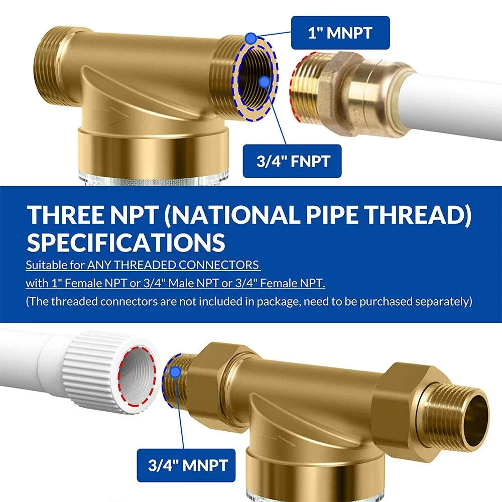 Jahy2Tech Filter Plumbing Pre-Filter Reusable Whole House 50 liquid Sediment Microns