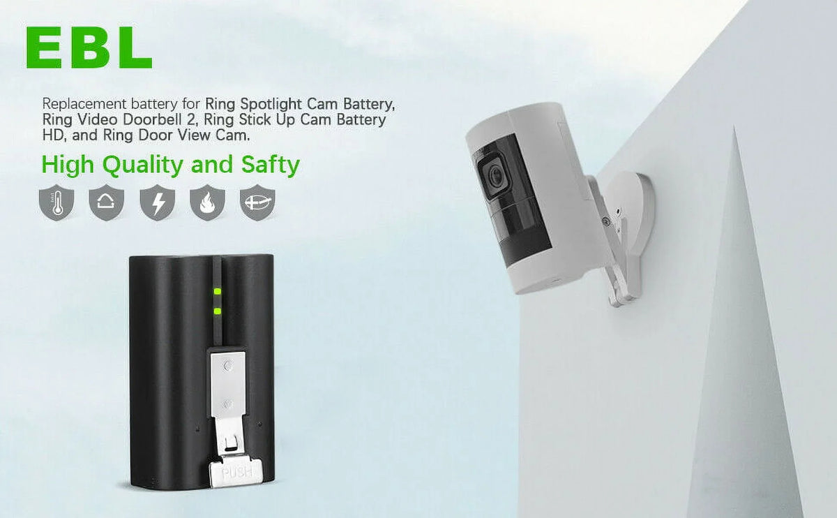Camera, 6040mAh Spotlight EBL Doorbell Batteries Battery with 2/3/3 Backup Compatible 3.65V Doorbell Cam, 5-Pack Doorbell Video Up for Stick Replacement Plus/4, Rechargeable Cam, Ring Ring