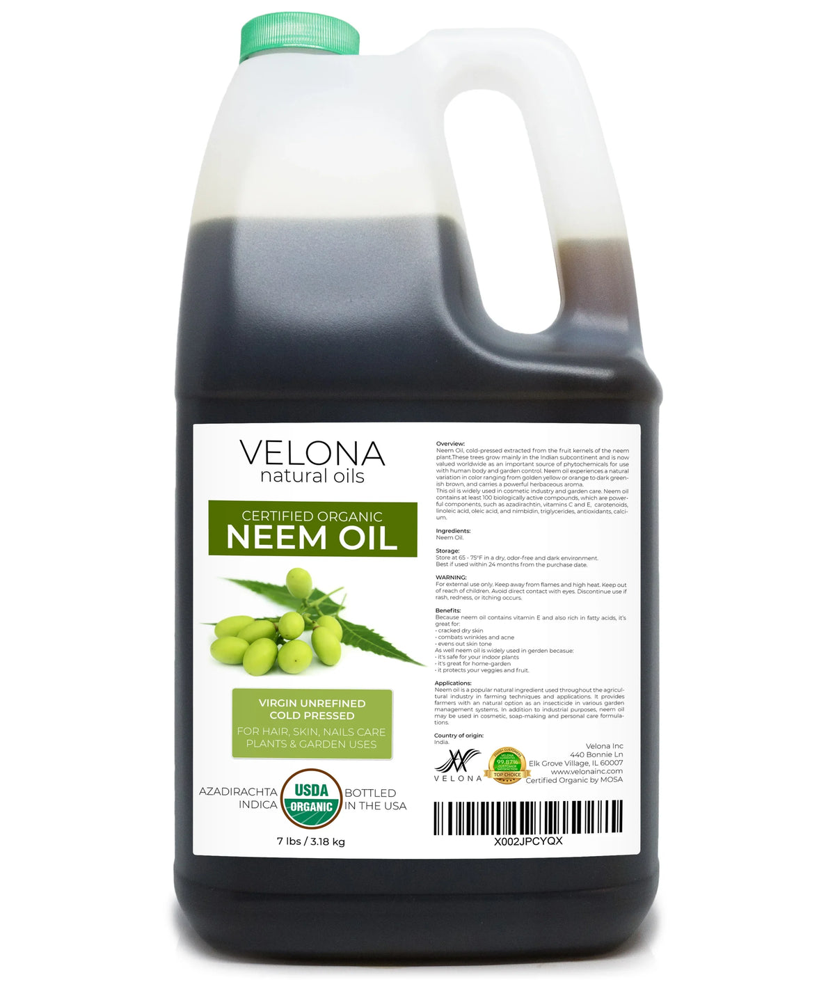 Use Pure Virgin, 7 Velona | Care Oil Certified Results Cold Pressed - | USDA Neem Organic 100% Body Enjoy - and lb Today Skin and Unrefined, Oil Hair, Carrier Natural | |