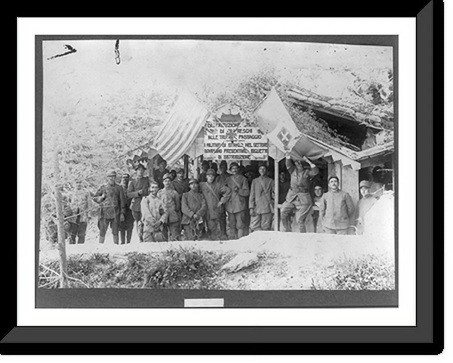 Italian x Red [Group at 21-7/8" men posed Print, Historic the 17-7/8" Grappa, American on station of Framed Front], Cross