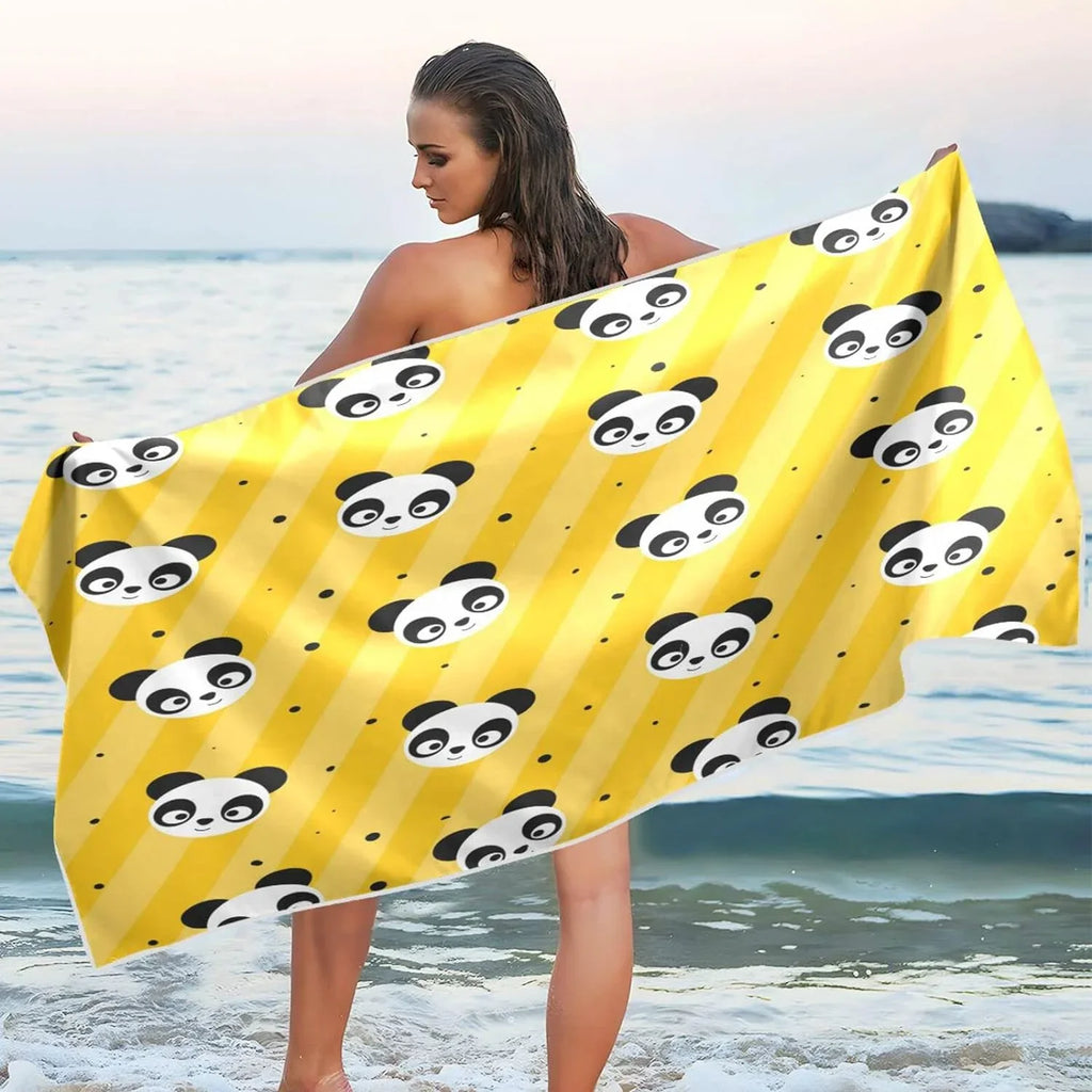 Dry 31”X71” Towel Panda Quick Dot Towel, Multipurpose Towel Beach Shower Microfiber Bestwell Blanket, Bath Free Thin Pool Yellow Yoga Towel Oversized Polka Sand Lightweight Swim