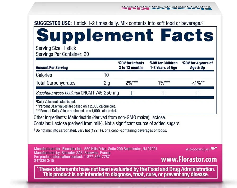 mg; (250 Kids Probiotic Girls for Florastor Boys Sachets) 20 and Daily Supplements