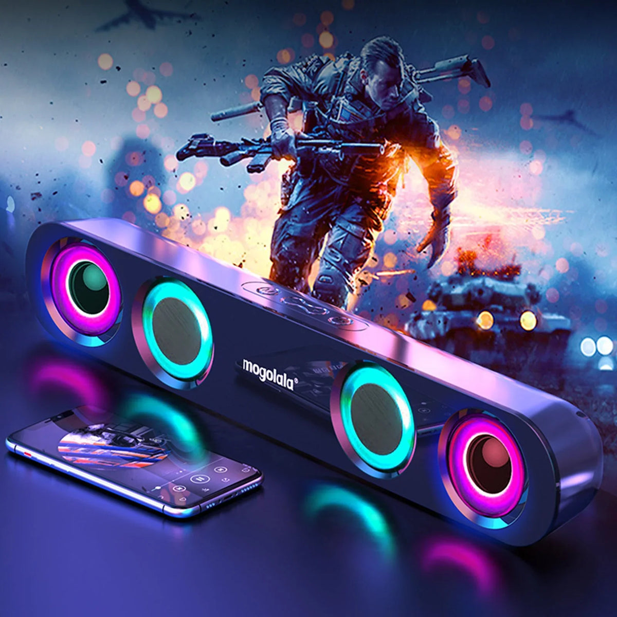 Bar Subwoofer Home Speaker Ersazi Long Bluetooth Video Clearance Strip Colorful Sound High Sound in Sound Speaker Tv Black Karaoke Adapter Dual Wireless Power Desktop