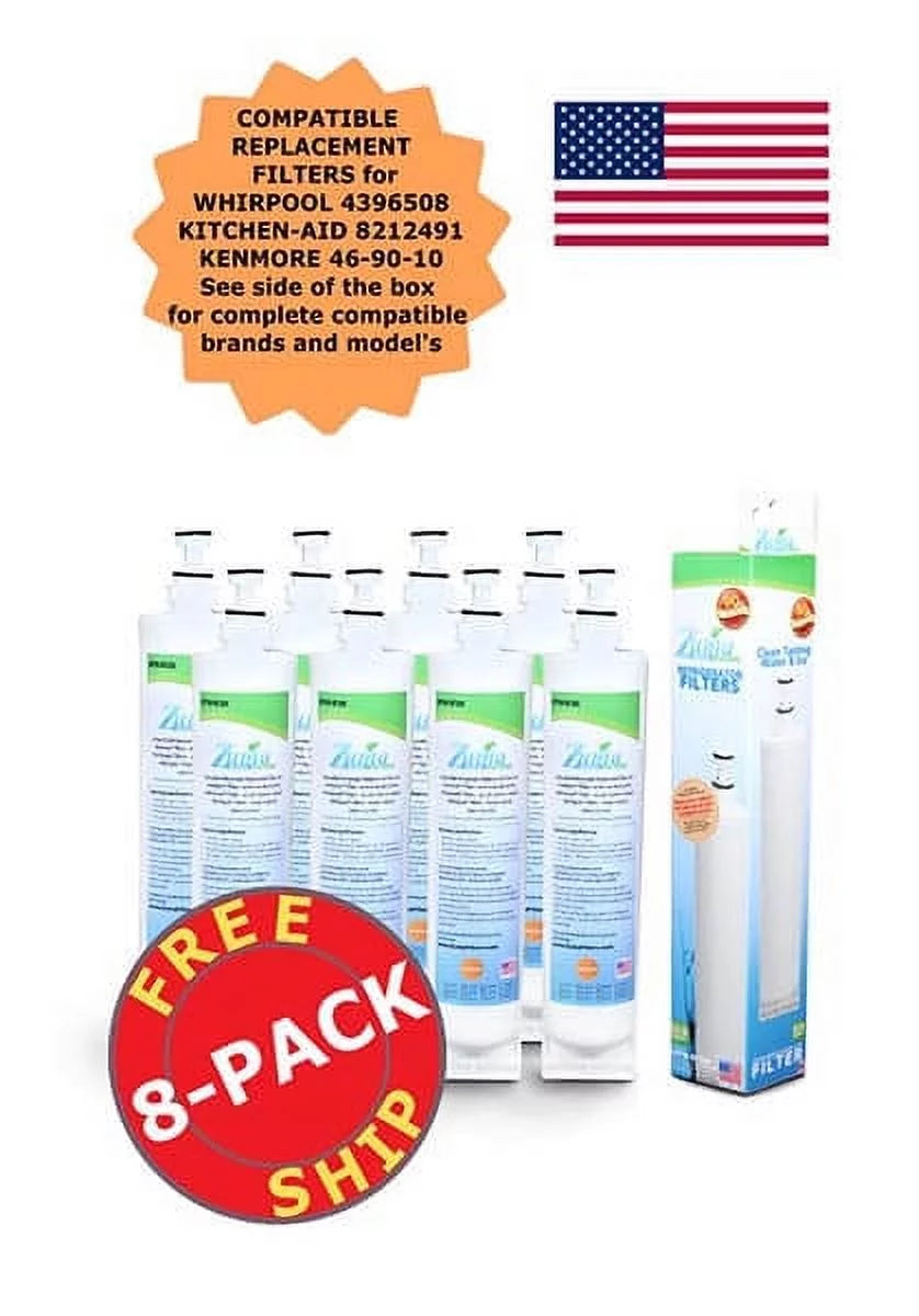 Pack , Compatible - Made Model , # Brand - and Ice 4396508 Filter U.S.A. OPFW-RF300 with 8 ZUMA , in liquid Whirlpool®