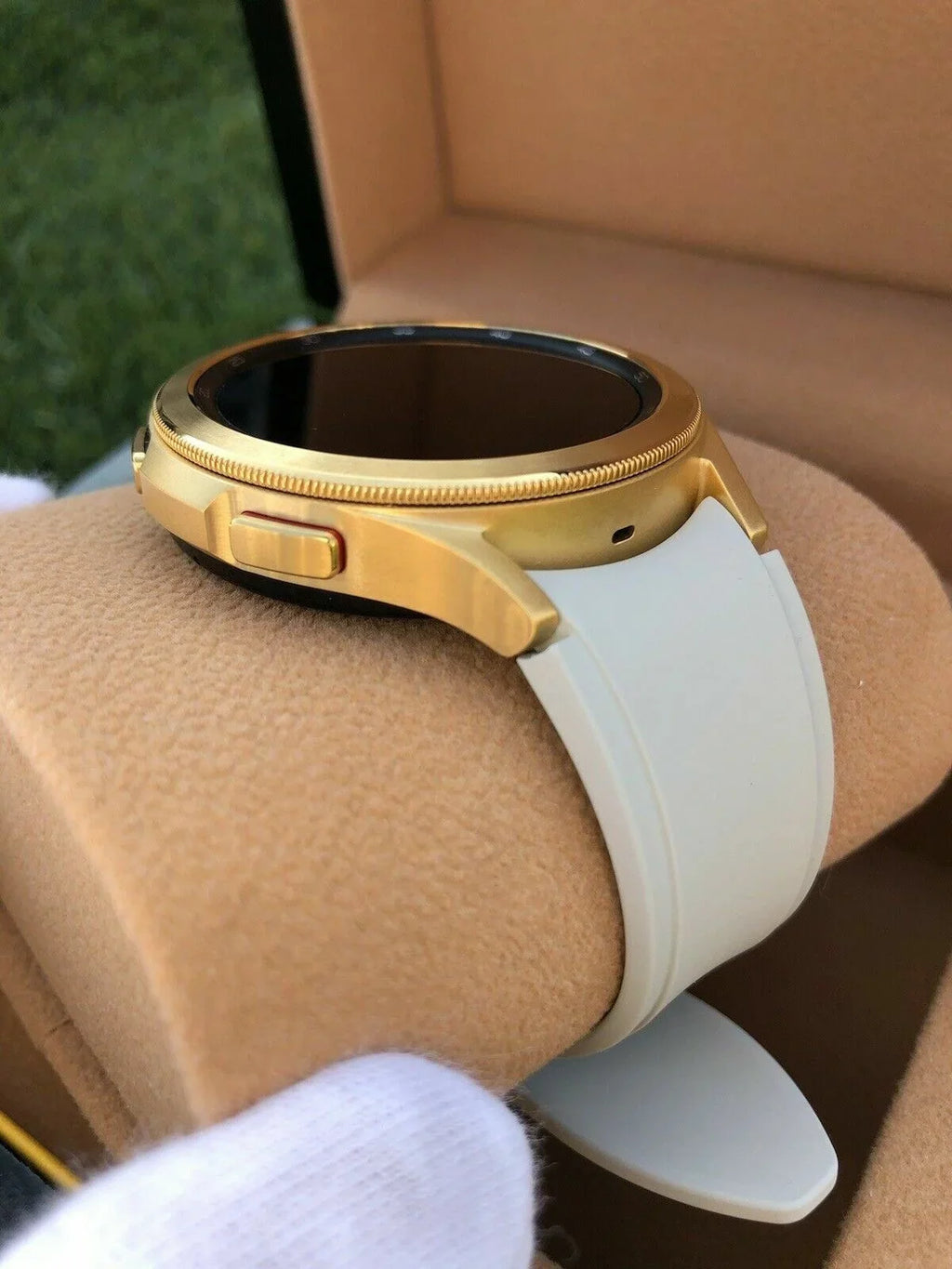 LTE Band Bezel 4 Gold Plated Watch Gray Gold 46mm Gold Custom 24k Galaxy