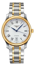 and Automatic Longines Date Watch Collection Master Mens White Steel Gold Dial 18k L2.628.5.11.7 Yellow