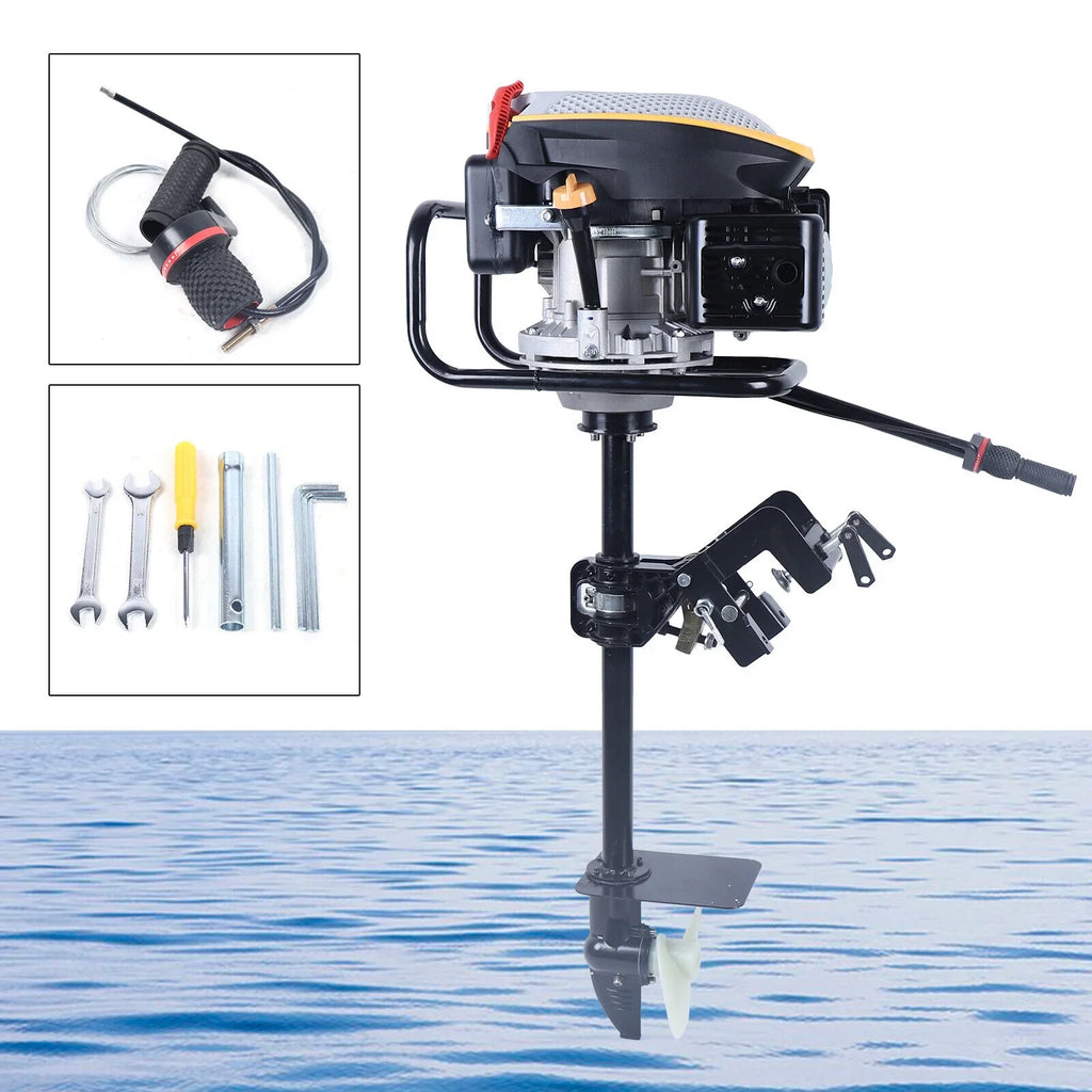 4 Motor Duty Boat Heavy 4.3KW Stroke Boat YIYIBYUS Outboard System Engine,225CC Propeller Outboard Engine Motor Cooling Air Outboard