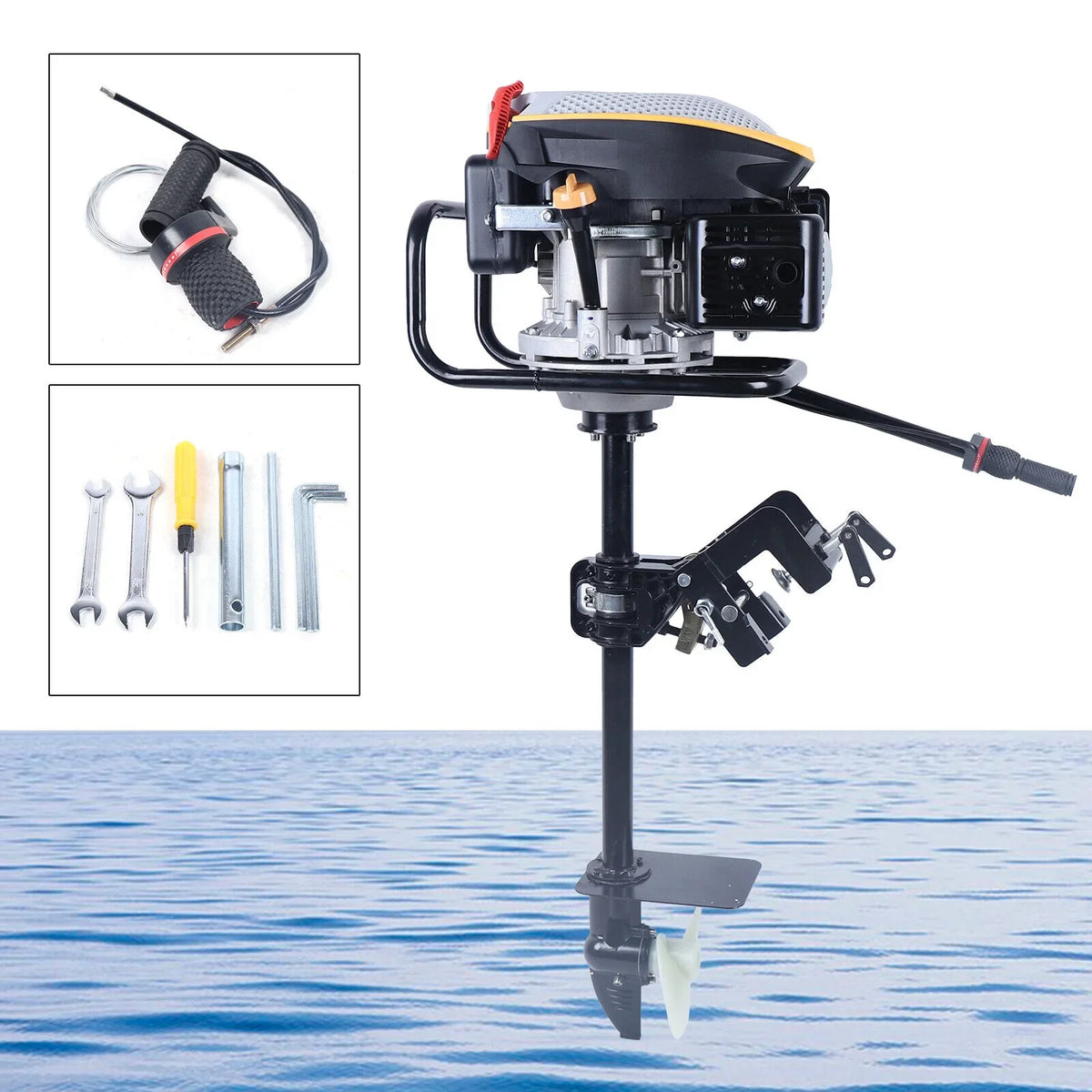4 Motor Duty Boat Heavy 4.3KW Stroke Boat YIYIBYUS Outboard System Engine,225CC Propeller Outboard Engine Motor Cooling Air Outboard