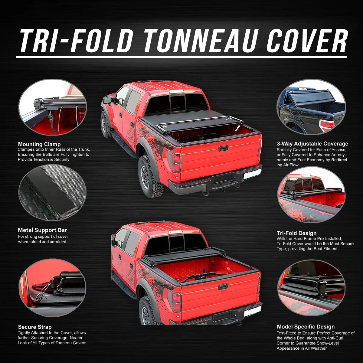 2019 2014 Adjustable Motoring 16 For 18 to 6.5' DNA -Fold 15 Soft Fleetside Tri Trunk 17 Cover toyota Tundra Tonneau Bed Top TTC-TRISOFT-057