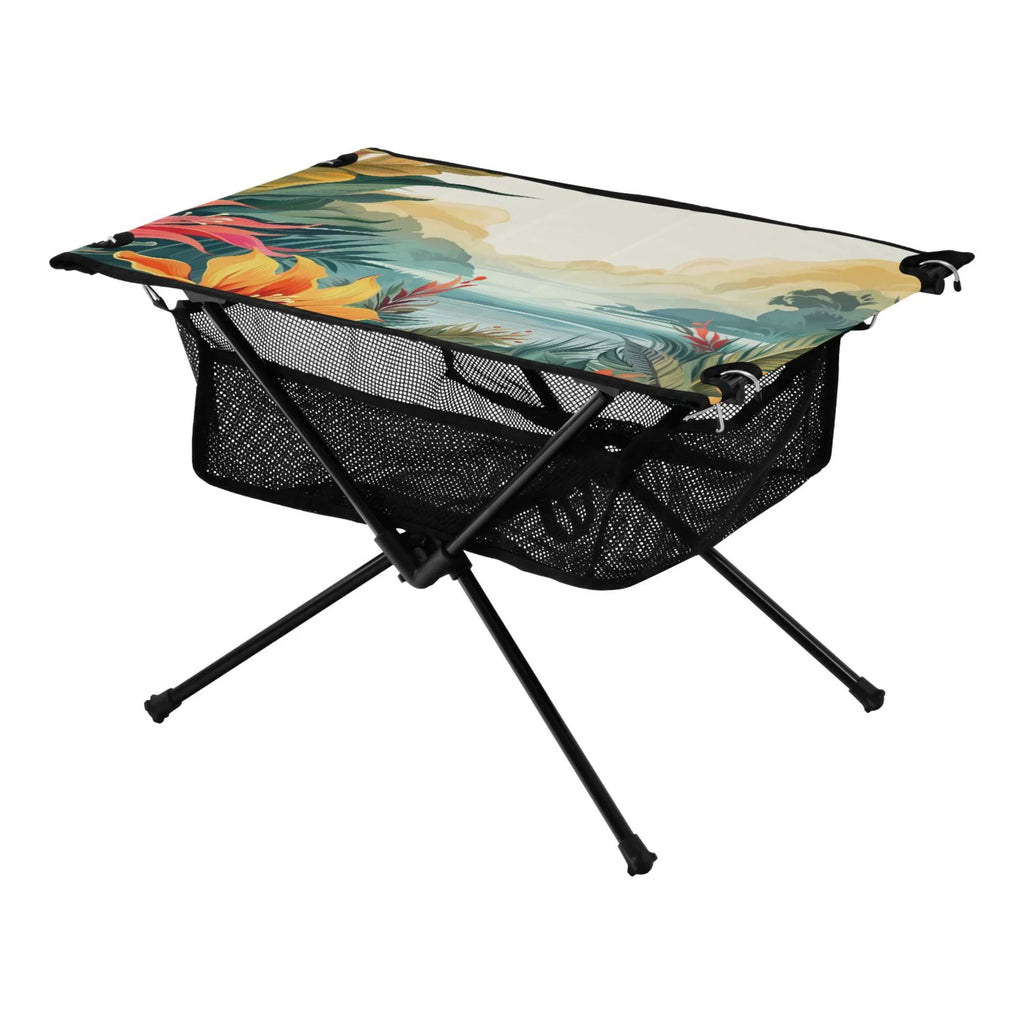 exterior Travel Fishing with Camping BBQ Table Table Portable Storage Table Leaves Landscape Beach Bag Folding Compact Picnic Palm for