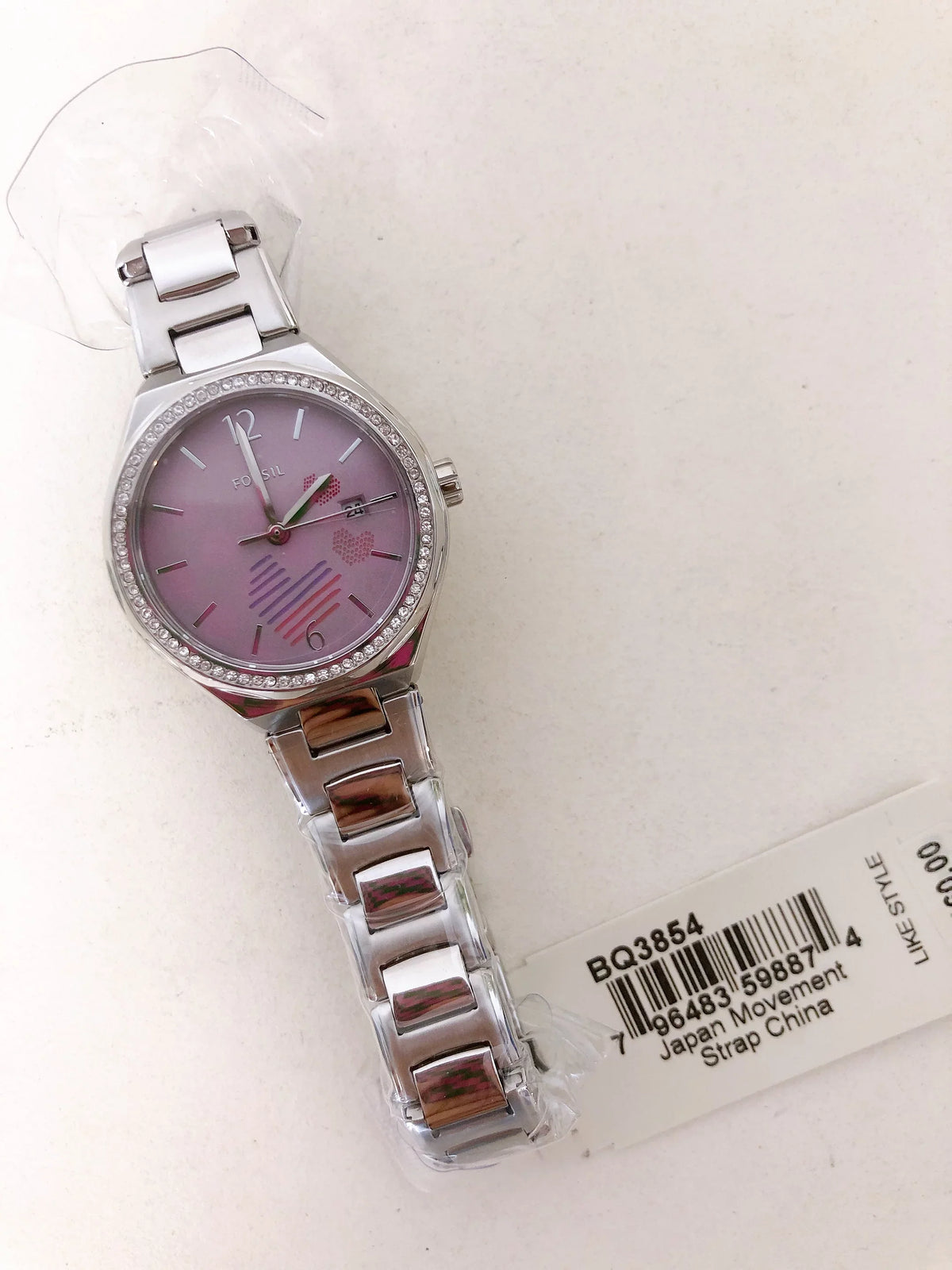 Date Watch Three-Hand Fossil Eevie BQ3854 Steel Stainless