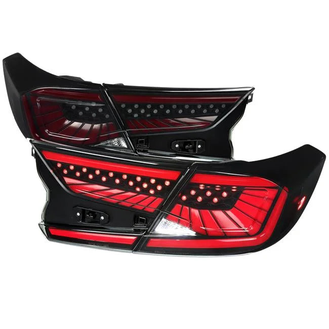 2018-2022 Light Spec-D Tail Bar with Smoke Sequential Tuning Accord Left Red Sedan Housing Compatible Lights + Assembly 4Dr Black Pair with Dynamic LED Right Lens Honda