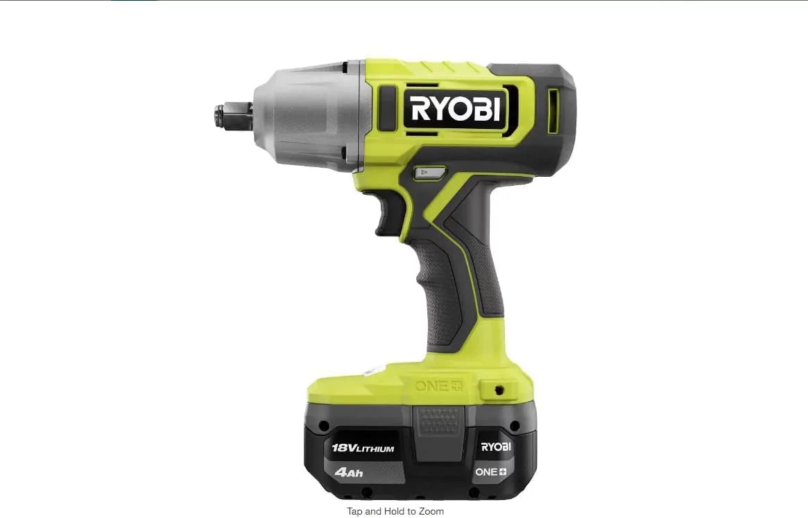 Wrench and in. Cordless Ah 1/2 RYOBI 4.0 Impact Battery Charger 18V with ONE+ Kit