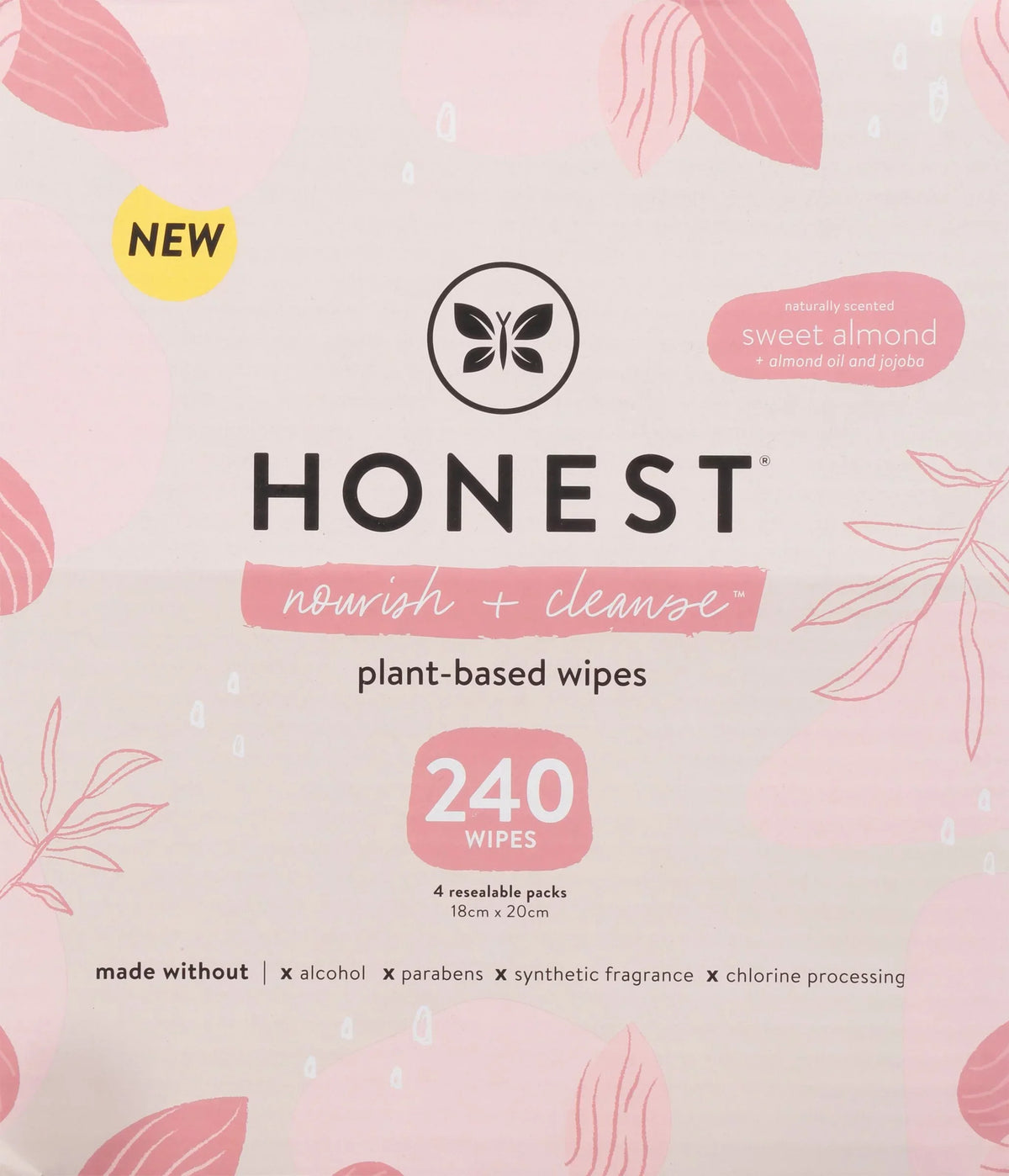 , Count liquid, Company Multi-Tasking 240 , (Sweet Honest The Cleanse Wipes Plant-Based, Hypoallergenic Nourish (Pack 99% Almond) Cleansing Benefit 60 Count Cleanse Almond, , of 4) Wipes Nourish Sweet
