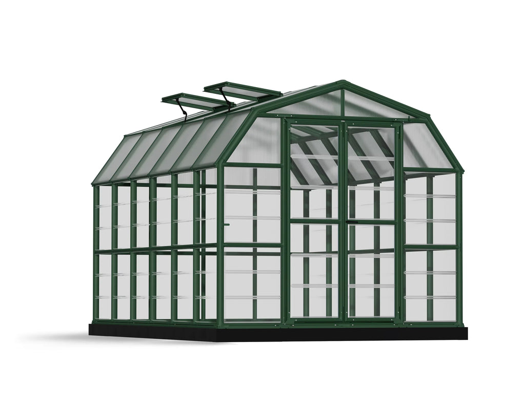 Greenhouse Vents 8' x Palram Walk-In Clear Grand - - Roof Green Gardener - with 12' Canopia 2