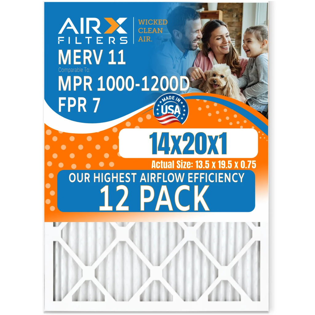 FPR Comparable High of 14x20x1 Filters Air MPR by 1000, 7, AIR. 1200, of Pack MERV Furnace Filters Pack Rating, Efficiency 11 MPR 12 Made CLEAN in USA 12 WICKED FILTERS AIRX Filter to Furnace