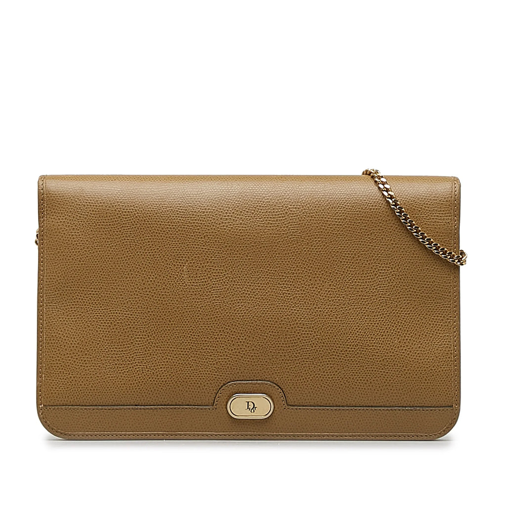 Authenticated Bag Crossbody Crossbody Calf (Good) Dior Brown Pre-Owned Unisex Leather Chain