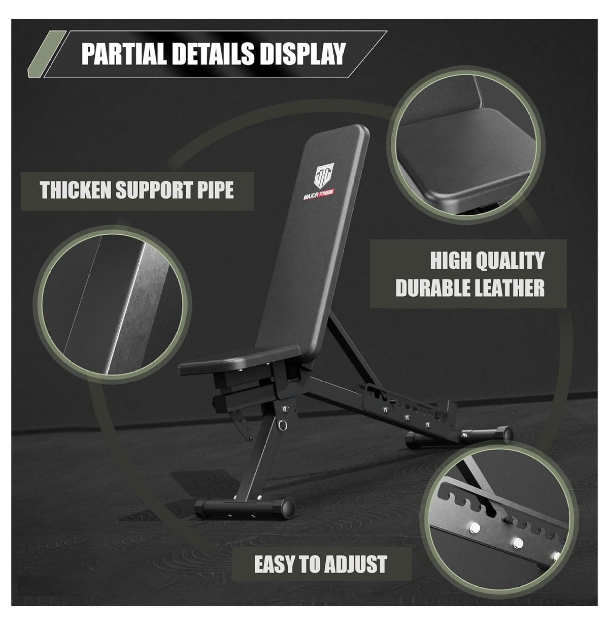 Press Bench Positions Bench Training Workouts, Lifting, and Garage Adjustable Gym 32 Home Bench,1300 Weight and Major for LBS Weight Fitness and Bench Capacity Strength Press