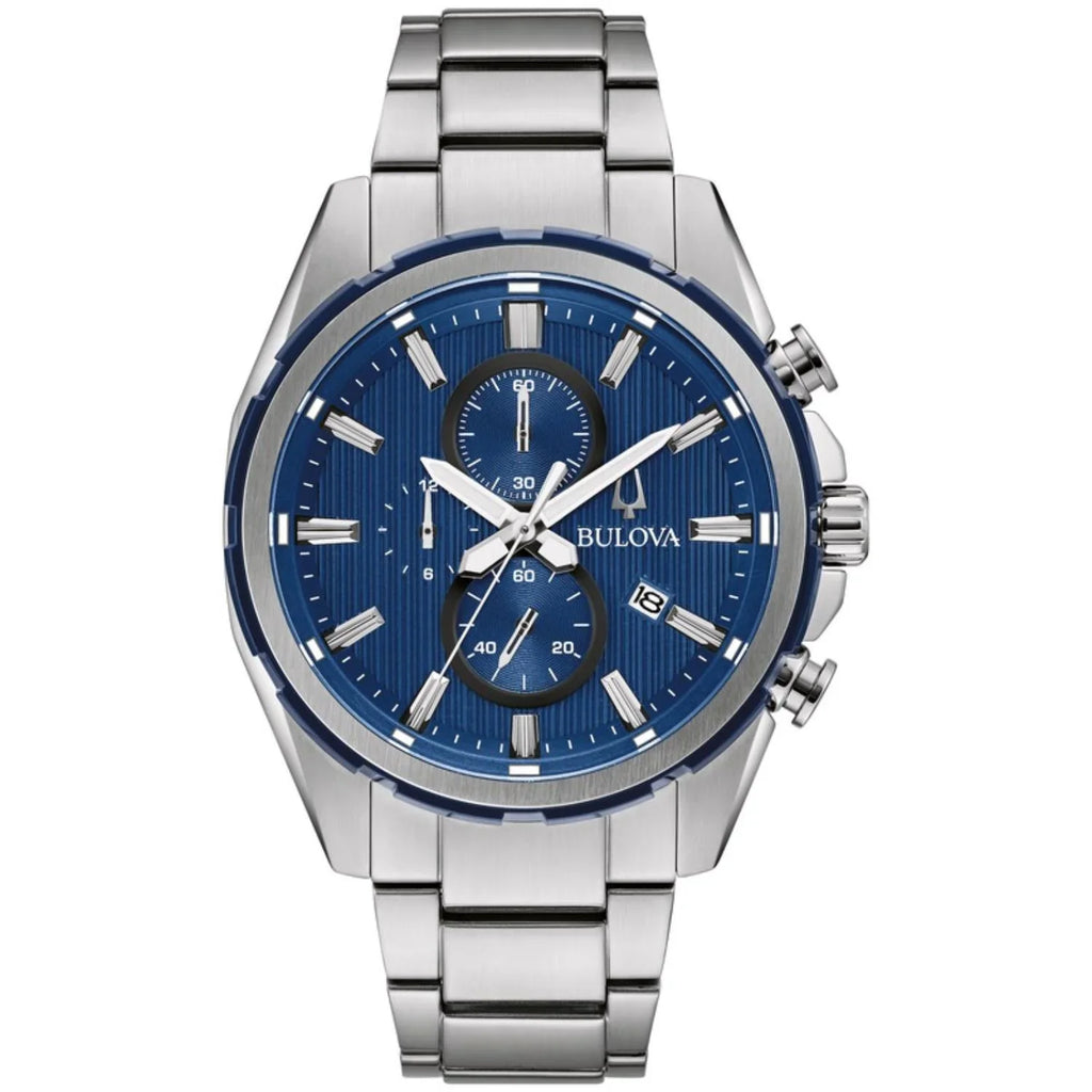 Stainless Blue Chronograph Steel Bulova 98A259 - Men's with Watch Dial