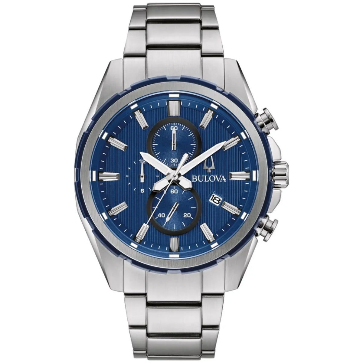 Stainless Blue Chronograph Steel Bulova 98A259 - Men's with Watch Dial
