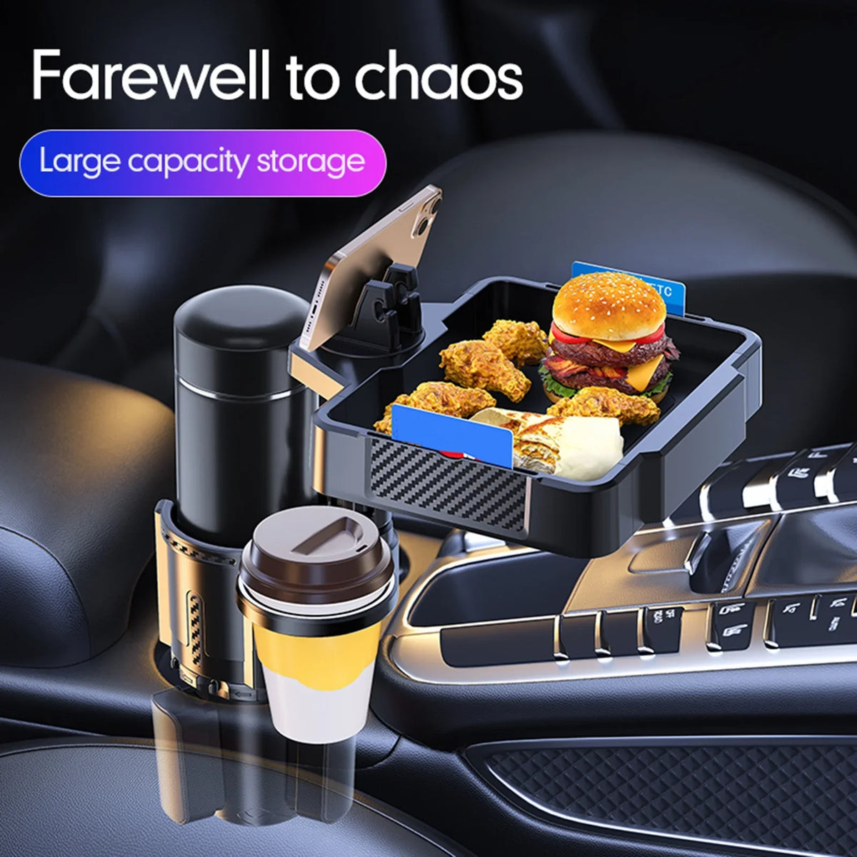 Tray Multifunctional moobody for Tray Snack Phones, and Cup Dual Car Expander 4IN1 Drinks Cup Rack, Storage Versatile Holder Holder