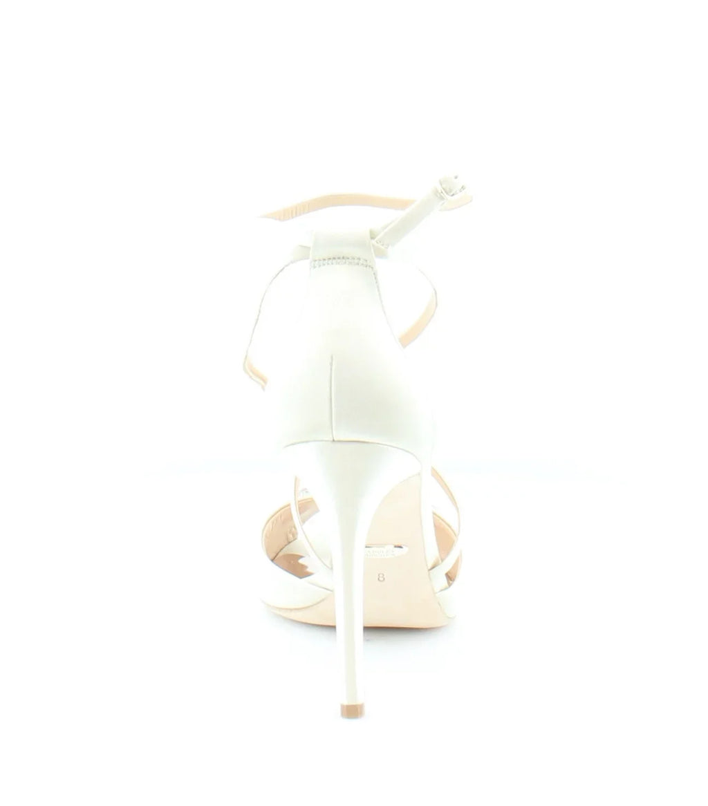 Heeled MISCHKA Toe Cushioned Buckle Ankle outfit Footbed Sandal Stiletto Gladiator BADGLEY Open Dustbag Womens Satin Ivory Strap 8 Tatum Beige Embellished