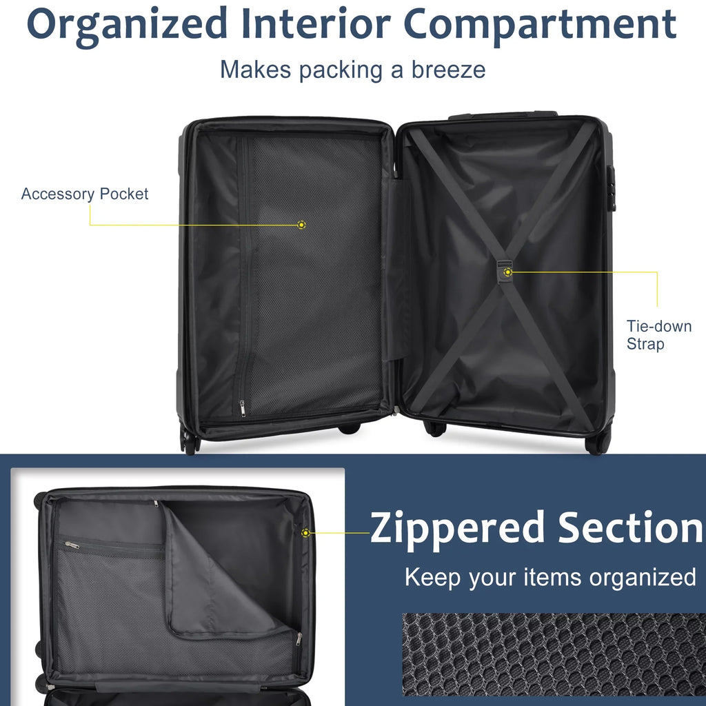 Suitcase, Luggage Suitcase Luggage Lock Hardshell Hardside with Spinner TSA Hardshell Lightweight, 360°Spinner Double Upright 20" Expandable