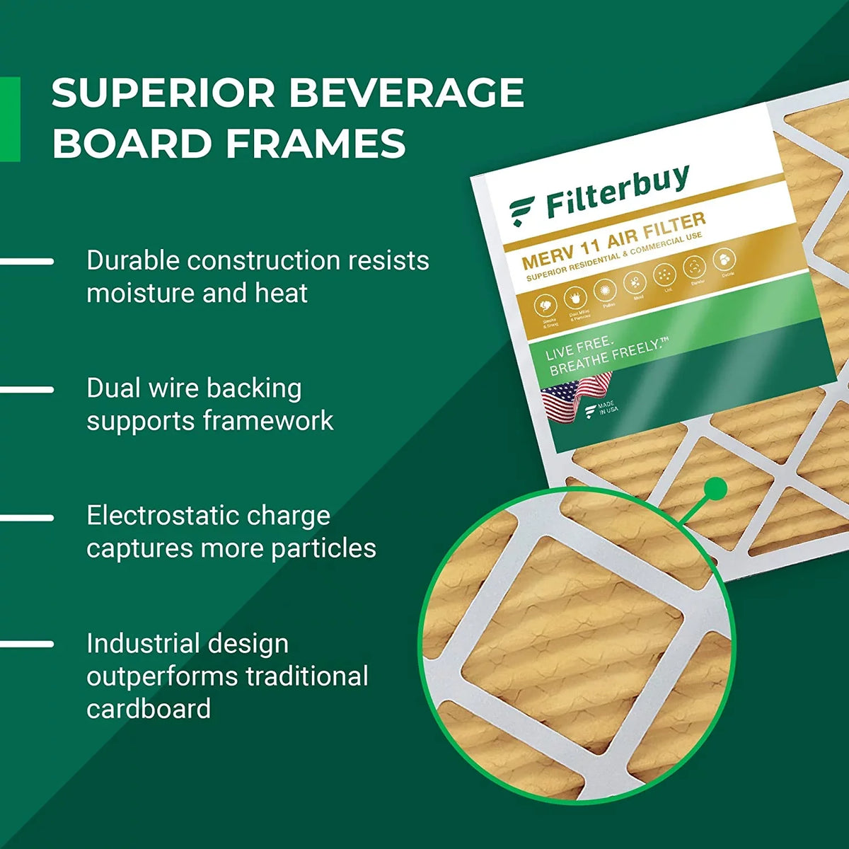Filters (2-Pack) Filterbuy Air Air AC Bear for HVAC MERV 255649-105 Furnace Pleated 16x25x5 11 Trion