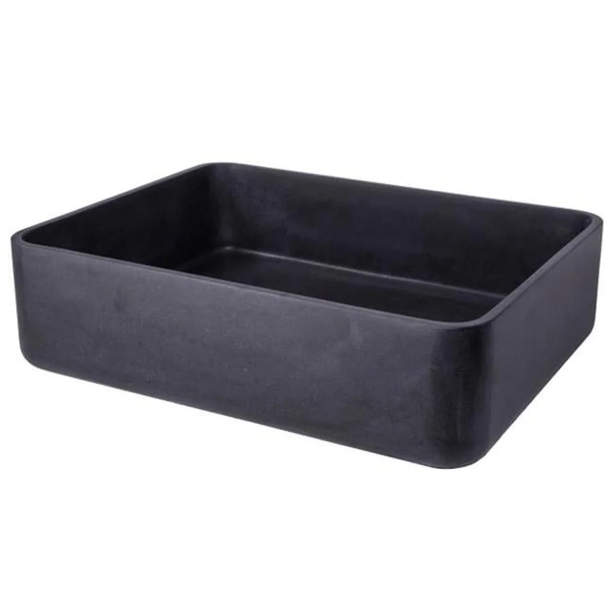 Black Thin Rectangular Lip EB-S047LS-H Stone Vessel Lava Sink -