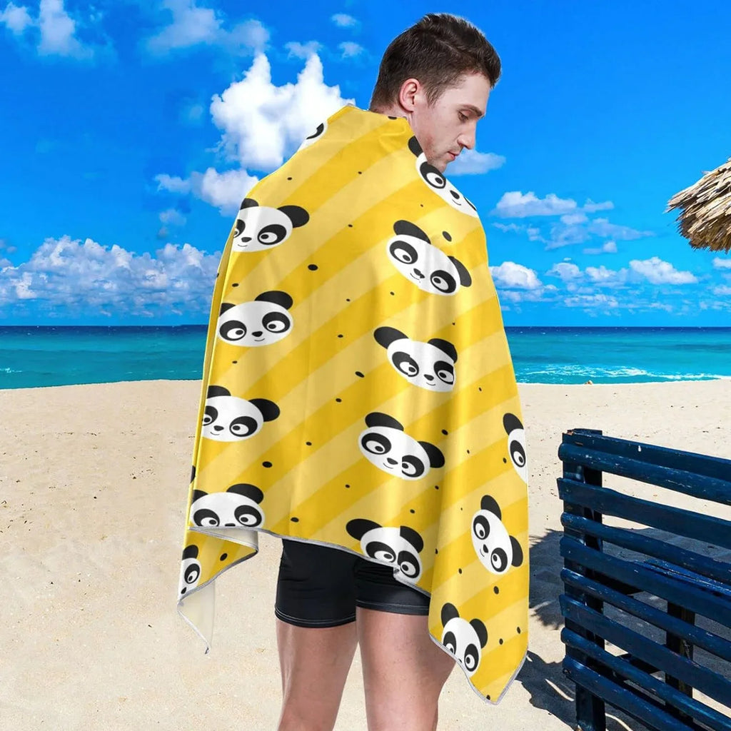Dry 31”X71” Towel Panda Quick Dot Towel, Multipurpose Towel Beach Shower Microfiber Bestwell Blanket, Bath Free Thin Pool Yellow Yoga Towel Oversized Polka Sand Lightweight Swim