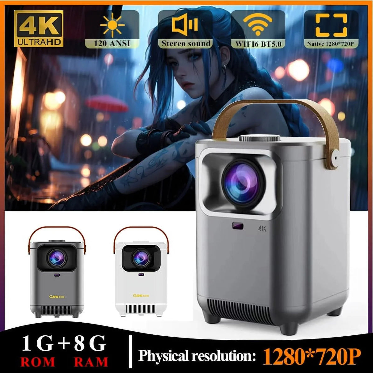 Home E350 WIFI Focus 4K Dual Android Portable Projector BT5.0 LED exterior Cinema 6.0 HD 1920*1080P Mini Auto 11.0 Projector Band