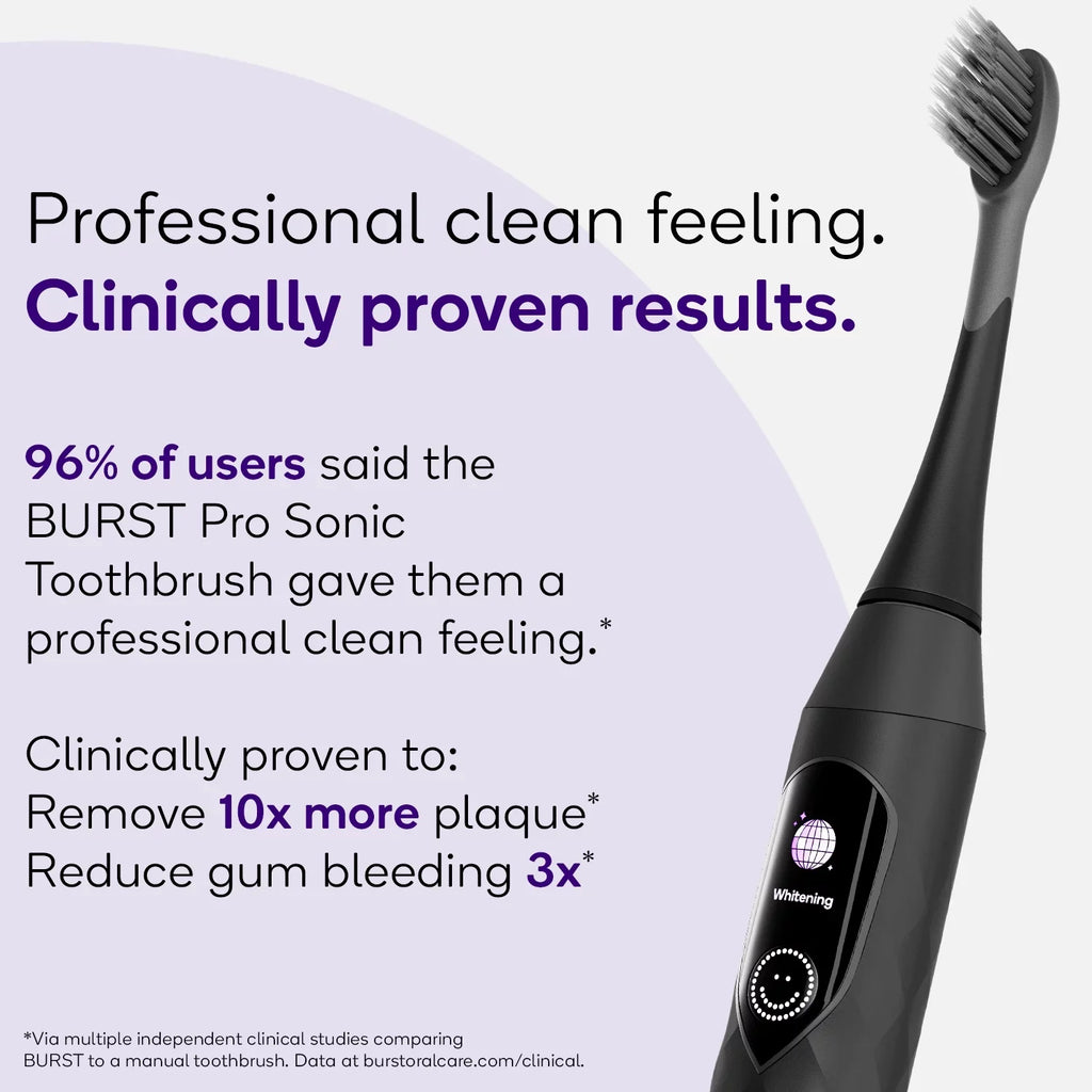 Burst Toothbrush, Sensor, Black Rechargeable Sonic Pressure Pro Electric Toothbrush,