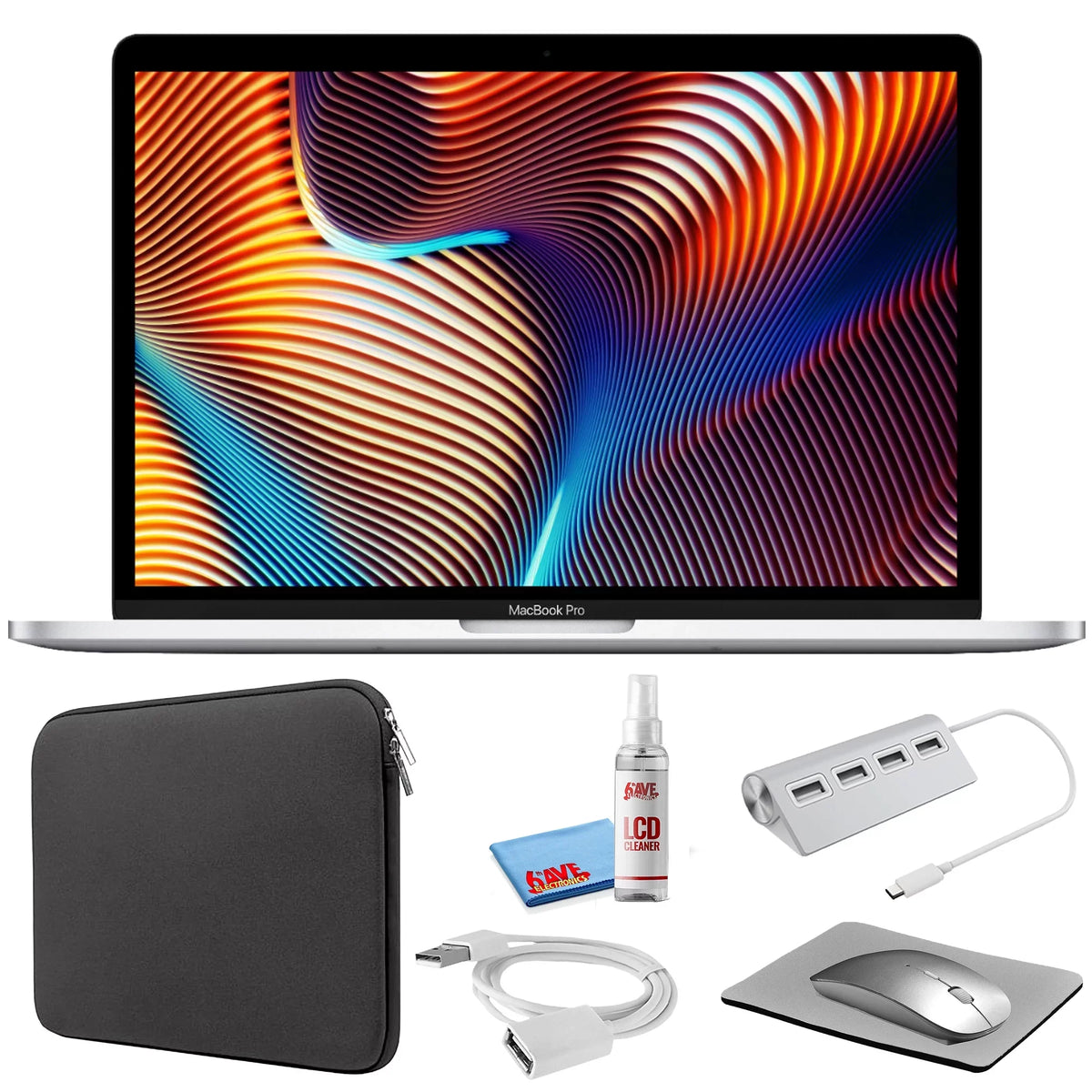 Black (i5 Kit 13-inch 2018, Kit with 2.3GHz, + Sleeve Zipper Cleaning Pro MR9U2LL/A) (Mid Laptop - SSD) (Refurbished) Starter 256GB Silver Bundle + MacBook