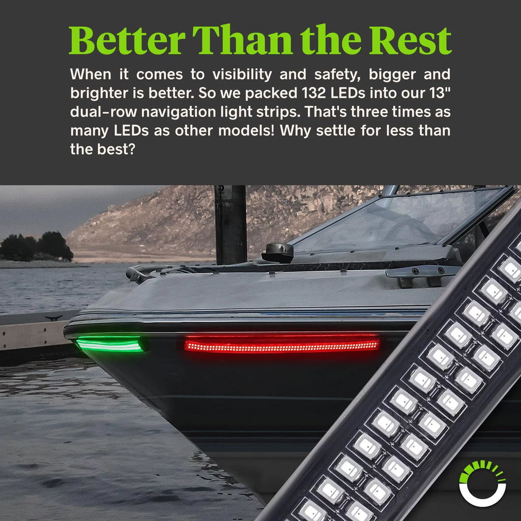 Boat 2-Row 132 LED Strip Marine Kit Navigation Light Red Pontoon for Kayak Green