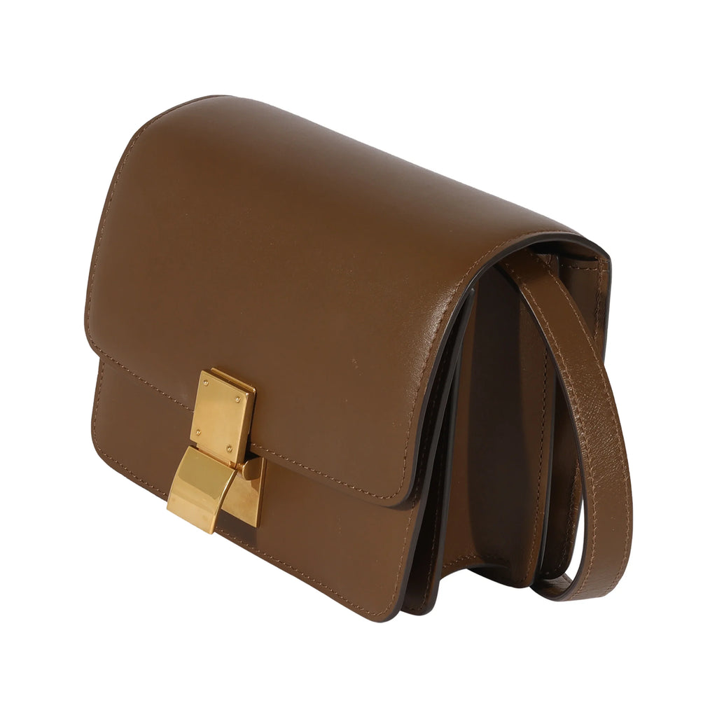 Smooth Celine Small Brown Pre-Owned Box Leather Bag