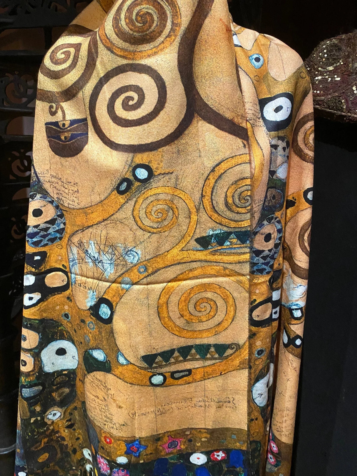 Wrap Orange Reversible Vintage Cashmere Scarf impressionist Pashmina