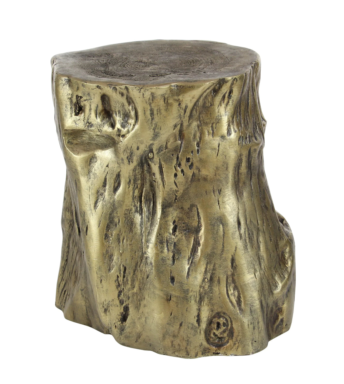 Grain with Carved Gold Table, x Finish 19"H Inspired Log Eclectic Wood Accent 18"W Chopped DecMode Gold Tree
