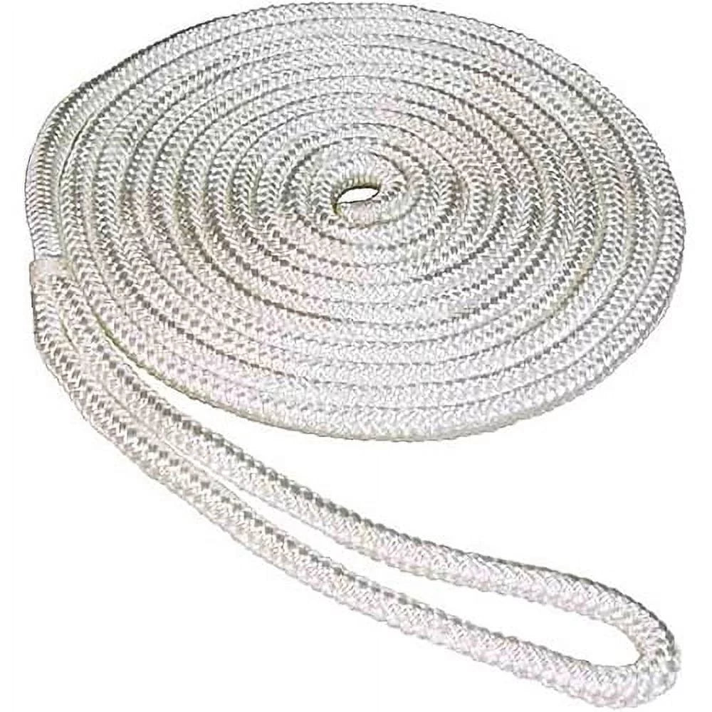 Line, 20', Double 3/8" Dock SeaSense 10" x Nylon Braid White Eye,