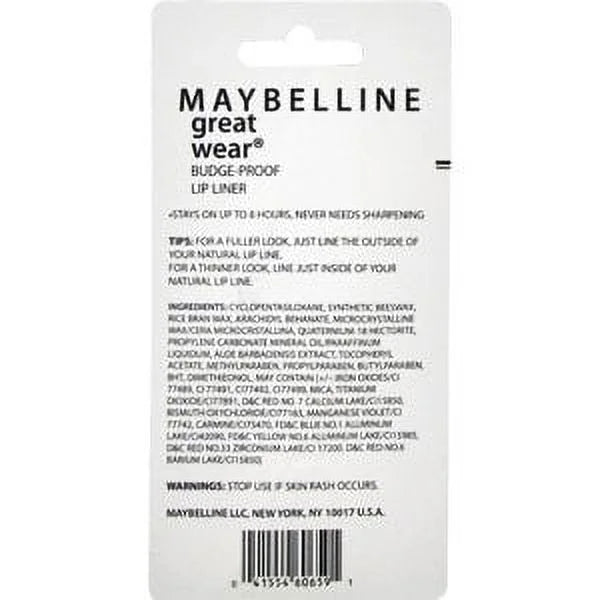 Pencil. Budge Lip Pack 3 Brick Maybelline Proof - 1 Great Liner Wear