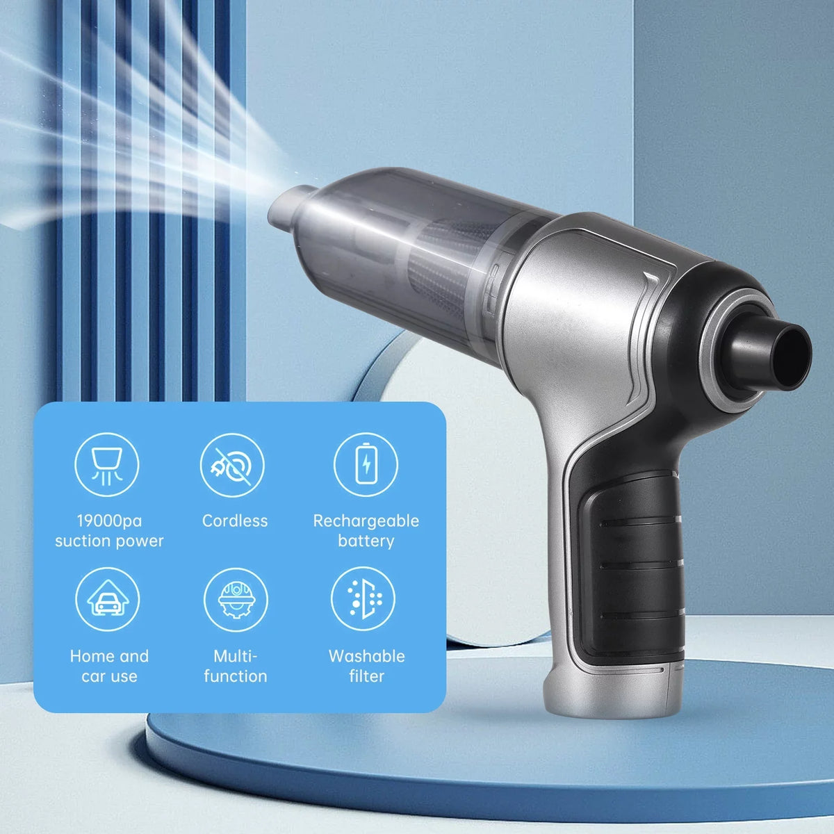 Air Hand for ing Office Cleaner Hair Portable Charge with Gravel Pump Strong Duster Cleaning Vacuum Home er Ridelf 19000 Suction Mini 19000 Dazzduo H Pa & Car USB dl Dust Pet Cordless Kavolet Handheld