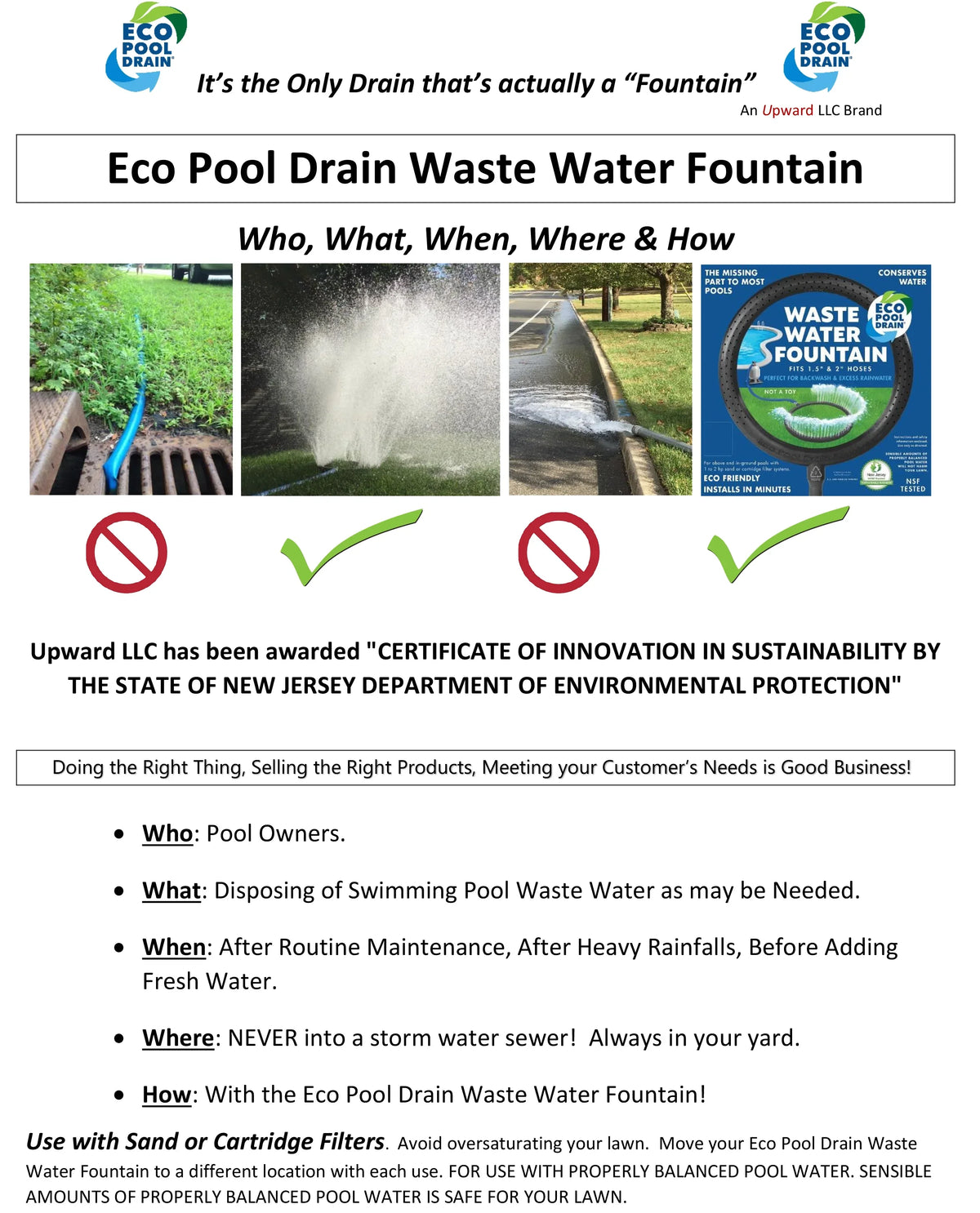 Filtered Cartridge Fountain Hose Kit & with Hose liquid Swimming Pools #400 Backwash Pool for 1.5" Sand Waste