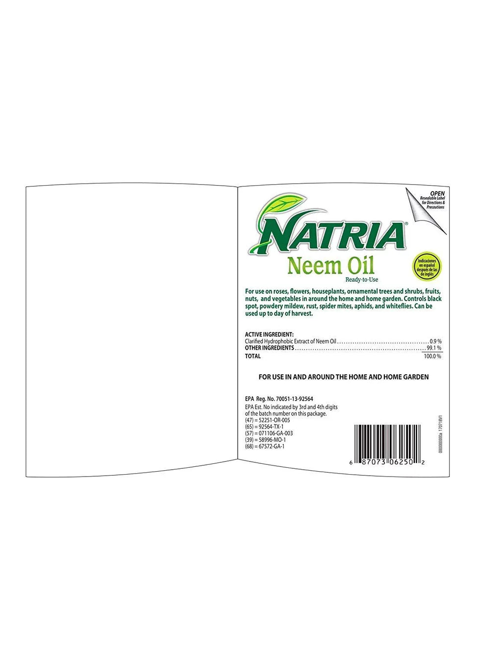 Pest 24-Ounce, and 706250A Disease Pack Oil of Control, Natria 2 Neem Ready-to-Use