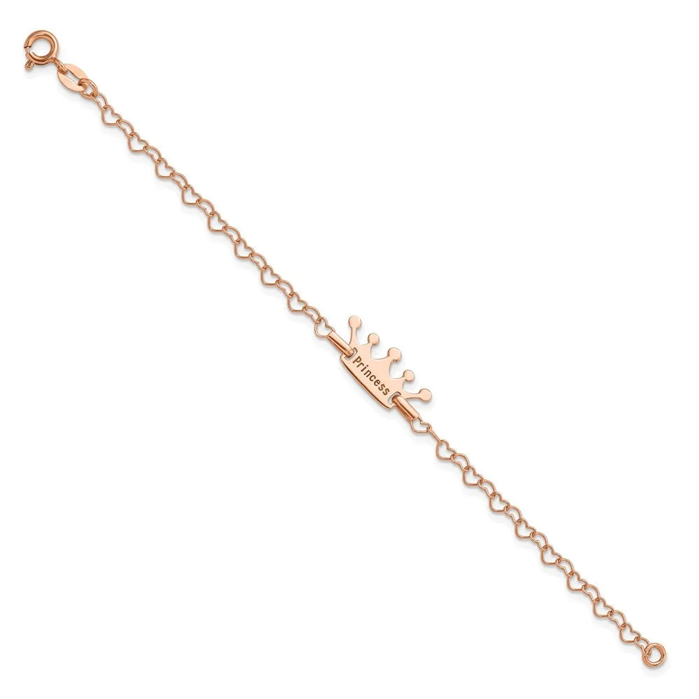 Heart Women for 925 Bracelet Rose-Tone Princess Fine Link Jewelry Auriga Crown 6inch Sterling Silver