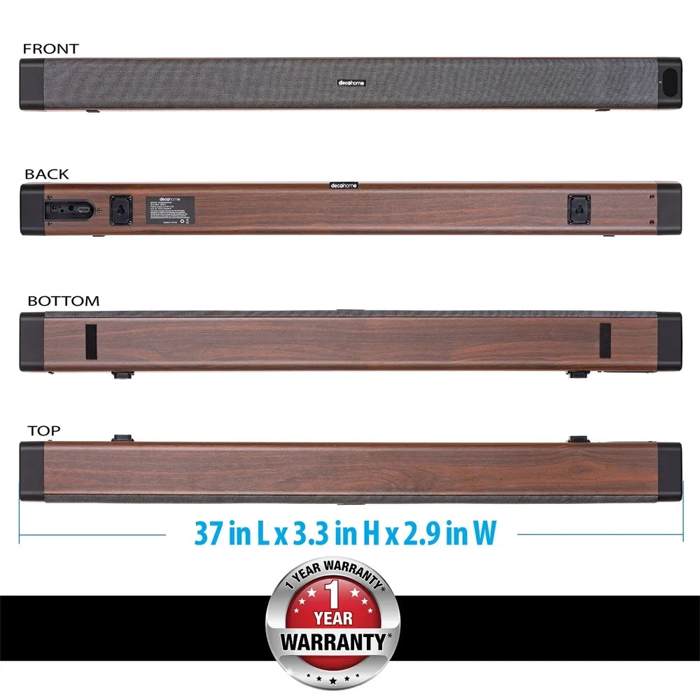 Year 2.5" and Channel 60W 2.0 with Soundbar Built-in Gear SB200WOD Warranty with Bundle Four Dual Subwoofers Extended Deco 1 Drivers
