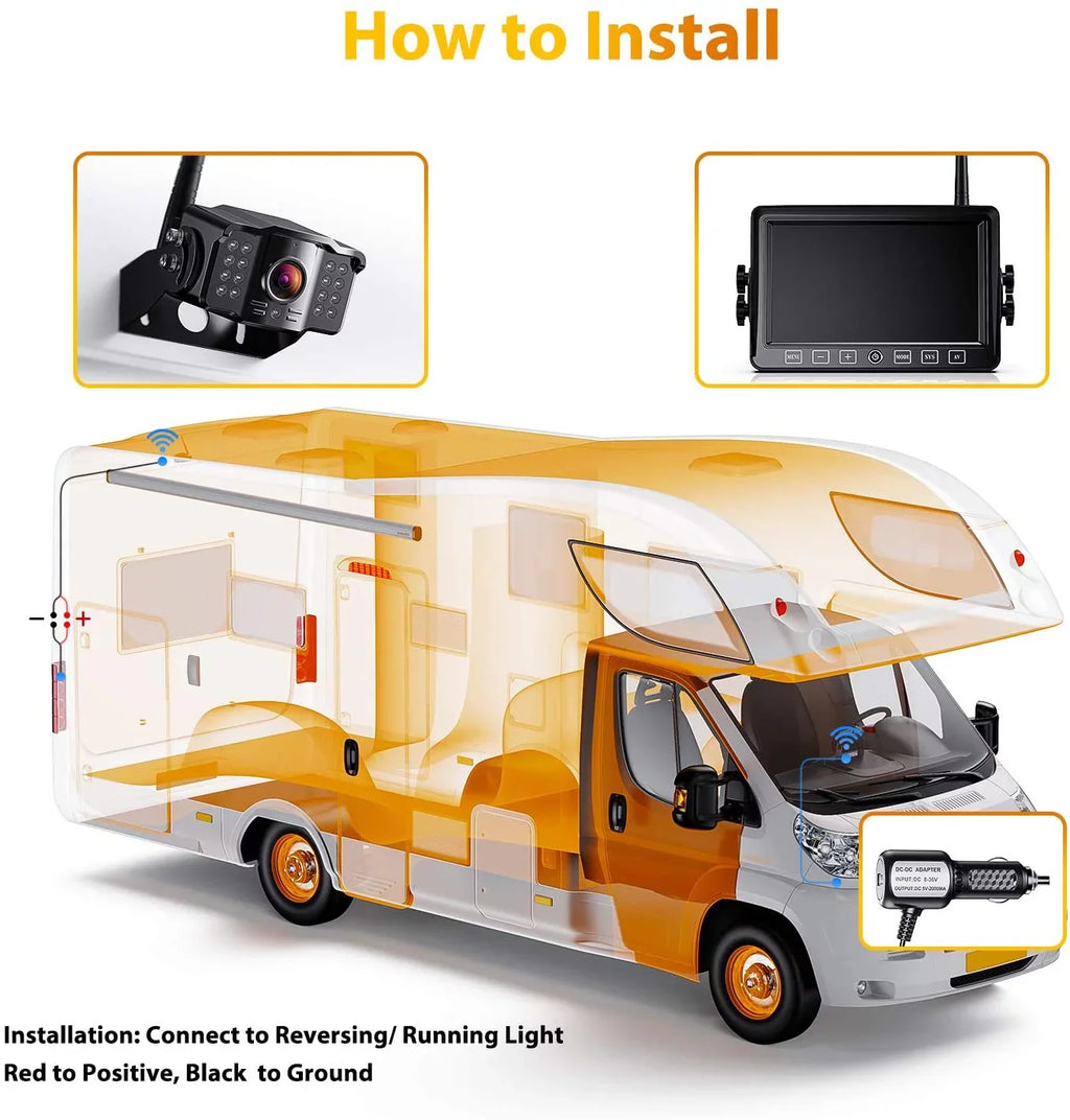 '+ Monitor Trailer, DVR Extra Camper, Kit Touch Camera with Monitor Button Xroose for Range 7” View Motorhome Rear Pickup Signal CM1 Recorder for Long 1080P RV Wireless Camera Truck Backup
